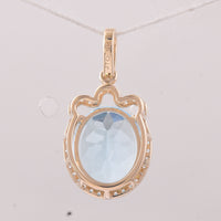 4.64 Ct Oval Blue Topaz 9K Gold Pendant