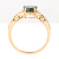 1.81 Ct Pear Mixed Cut Natural Green Tourmaline 14K Gold Ring