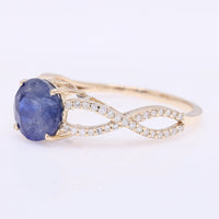 2.42 Ct Round Mixed Cut Natural Sapphire 14K Gold Ring