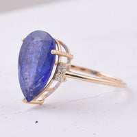 5.99 Ct Pear Natural Tanzanite 14K Gold Ring