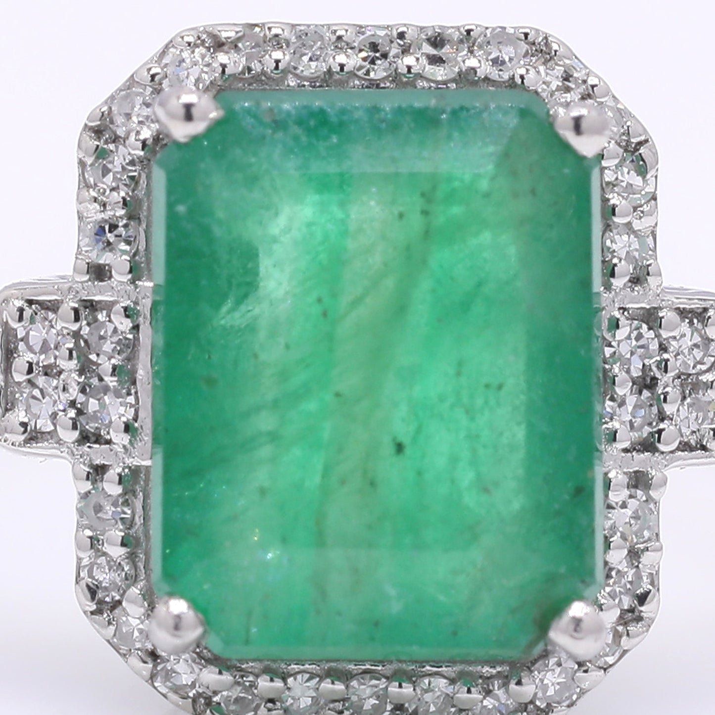 2.66 Ct Octagon Step Cut Natural Emerald 950 Platinum Ring