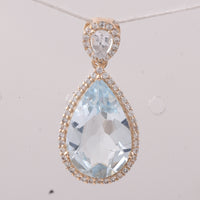 3.30 Ct Pear Aquamarine 9K Gold Pendant