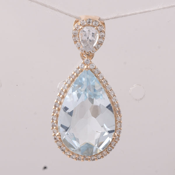 3.30 Ct Pear Aquamarine 9K Gold Pendant