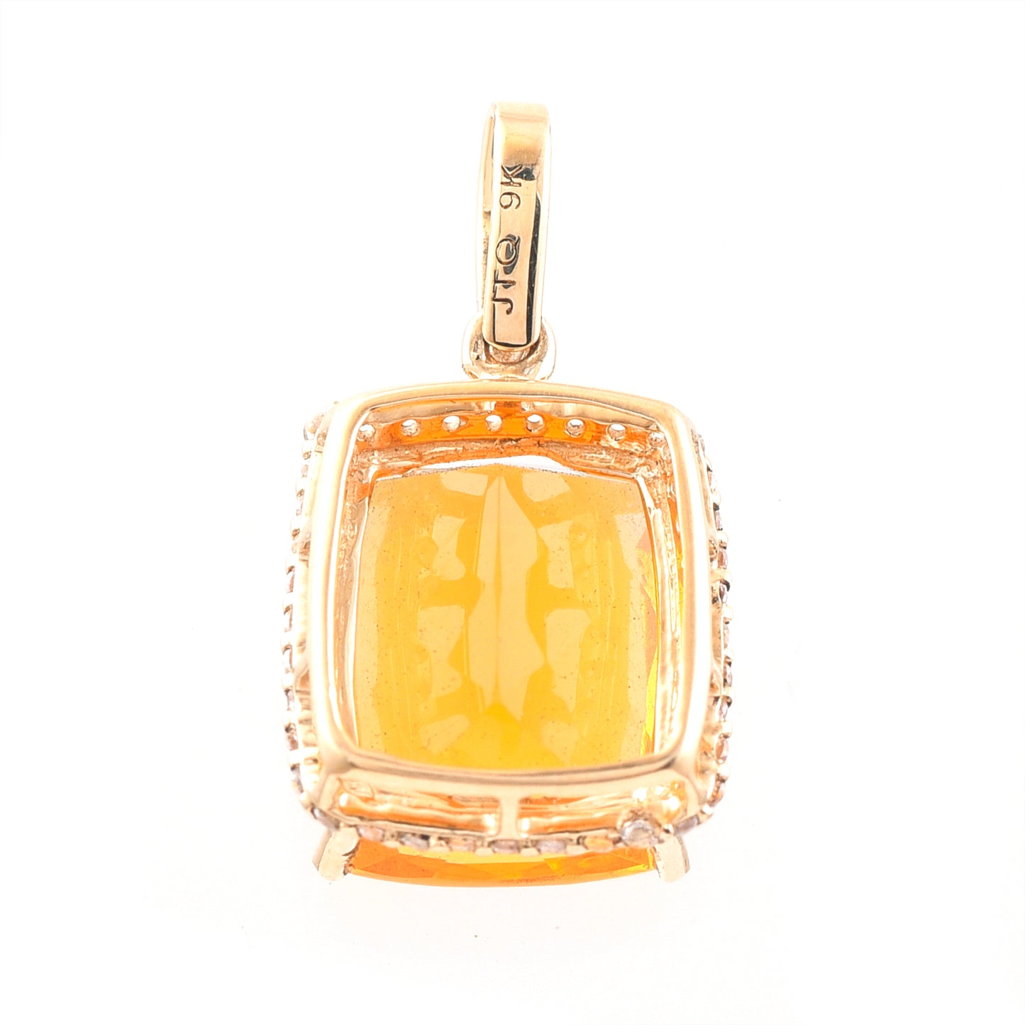 3.07 Ct Cushion Br.Fire Opal 9K Gold Pendant