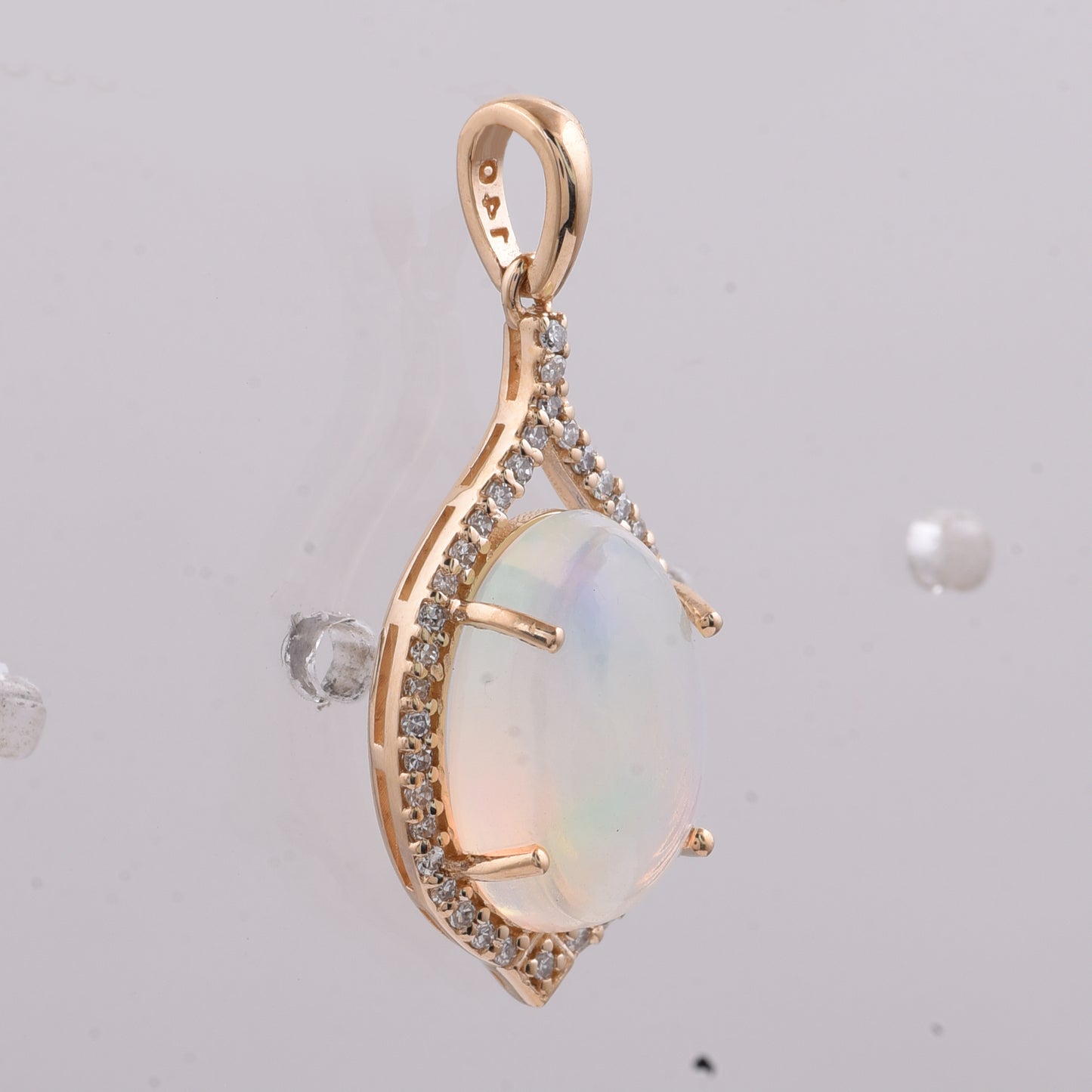 2.59 Ct Oval Cabochon Cut Natural Opal 14K Gold Pendant