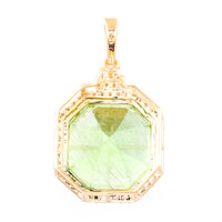 10.39 Ct Octagon Natural Eridot 14K Gold Pendant