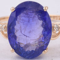 6.55 Ct Oval Natural Tanzanite 14K Gold Ring