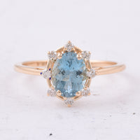 1.26 Ct Oval Natural Aquamarine 14K Gold Ring