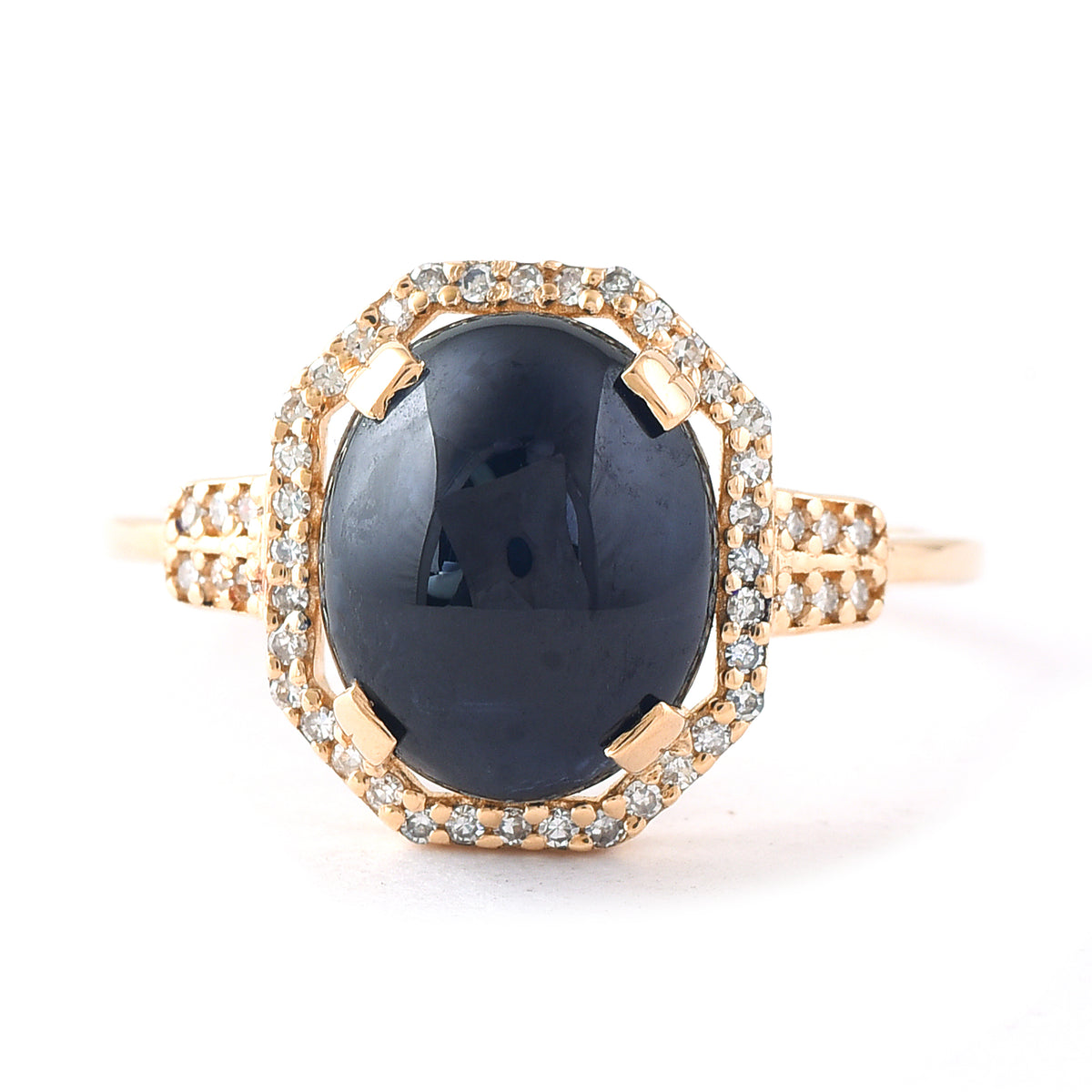 4.75 Ct Oval Cabochon Cut Natural Sapphire 14K Gold Ring