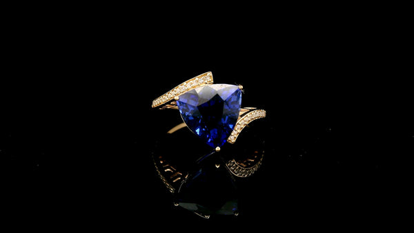 4.80 Ct Trillion Lab Grown Sapphire 14K Gold Ring