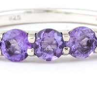 1.44 Ct Round Amethyst, 925 Sterling Silver Ring