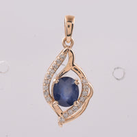 1.19 Ct Oval Natural Sapphire 14K Gold Pendant