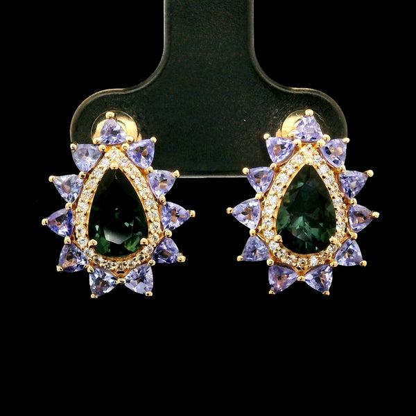 2.94 Ct Pear Tourmaline 14K Gold Earrings