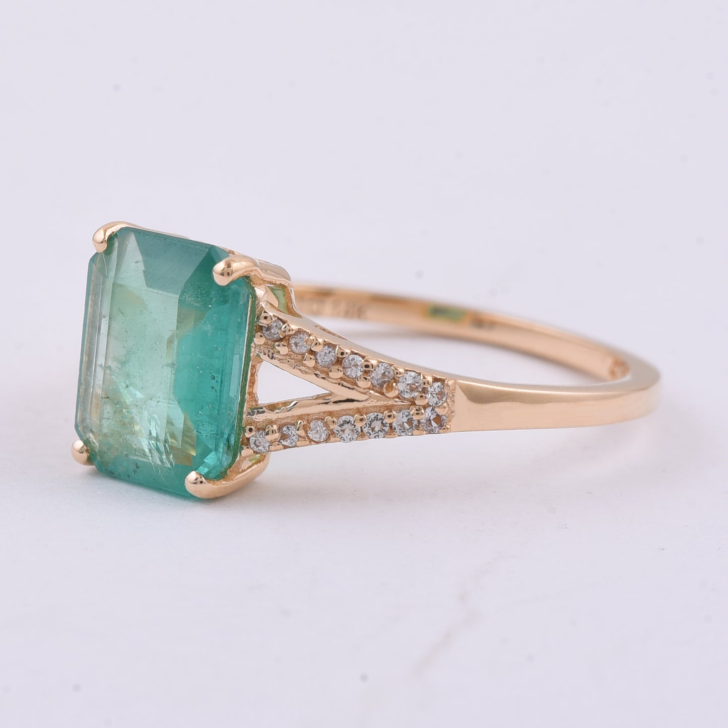 1.68 Ct Octagon Step Cut Natural Emerald 14K Gold Ring