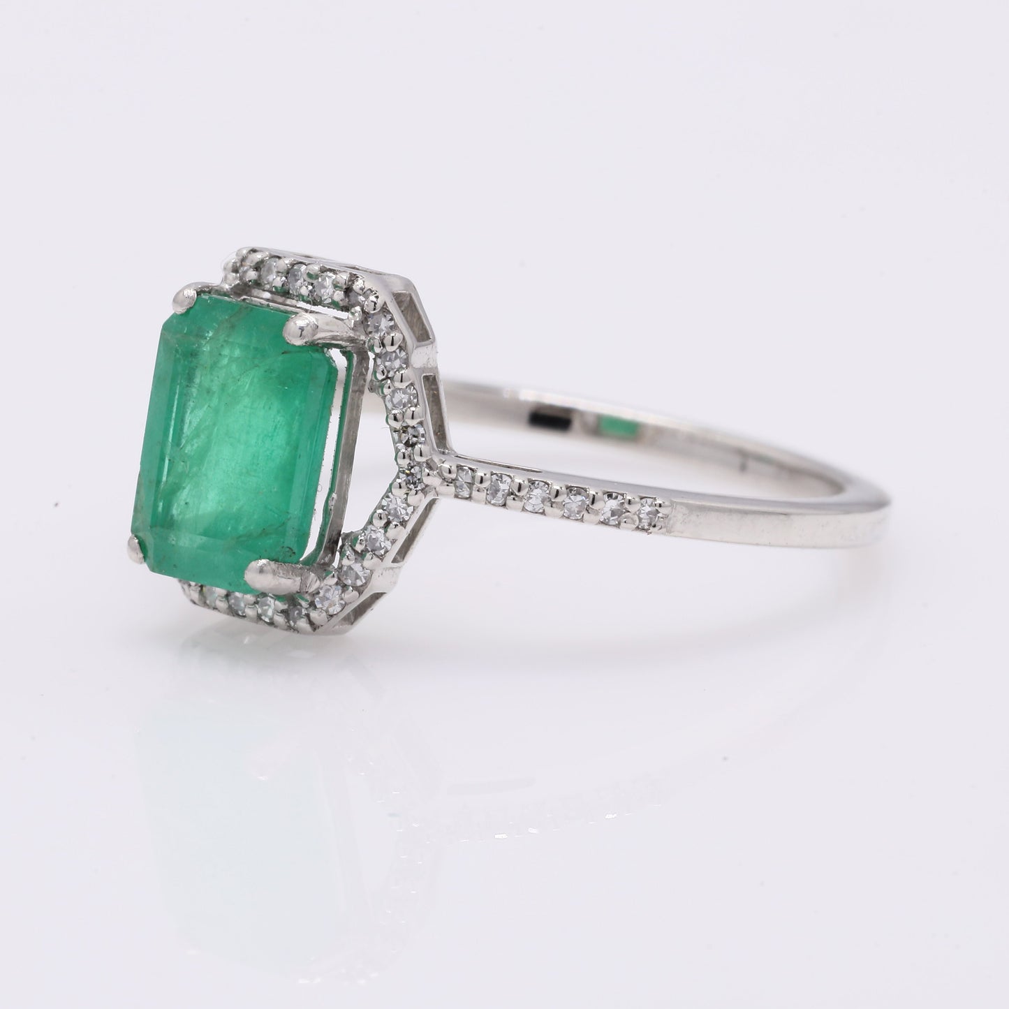 1.58 Ct Octagon Step Cut Natural Emerald 950 Platinum Ring