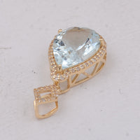 3.64 Ct Pear Aquamarine 9K Gold Pendant