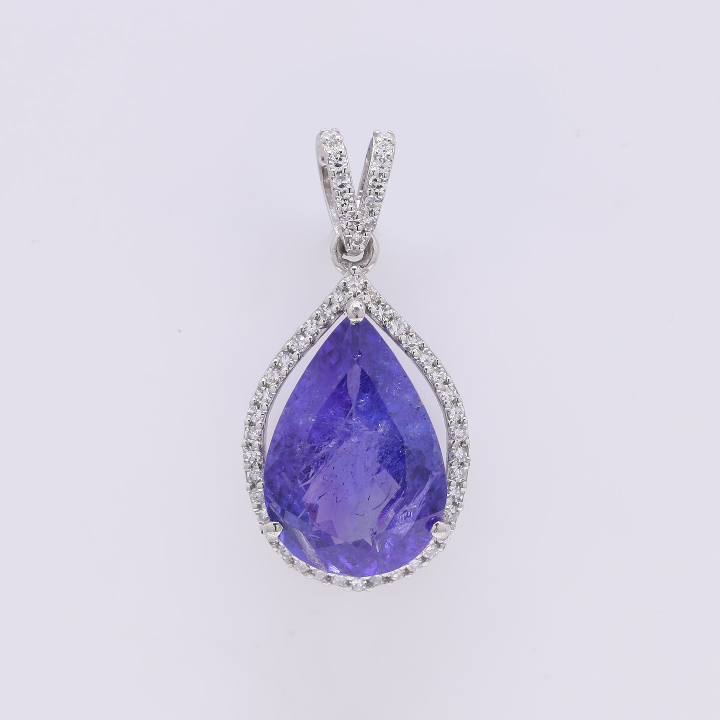 4.37 Ct Pear Mixed Cut Natural Tanzanite 950 Platinum Pendant