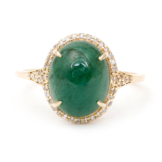 4.36 Ct Oval Natural Emerald 14K Gold Ring