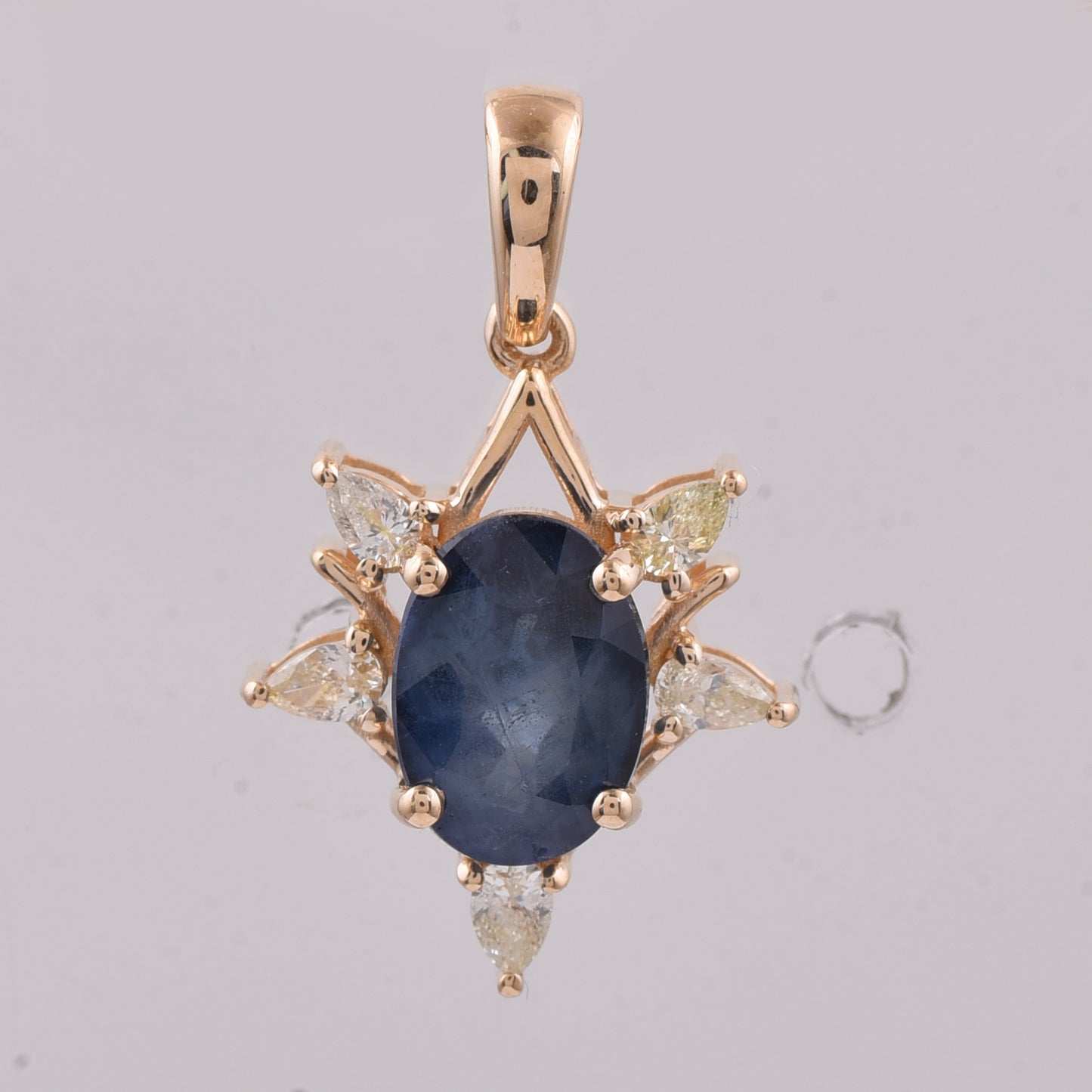 2.12 Ct Oval Natural Sapphire 14K Gold Pendant
