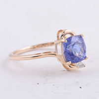 2.13 Ct Cushion Natural Tanzanite 14K Gold Ring