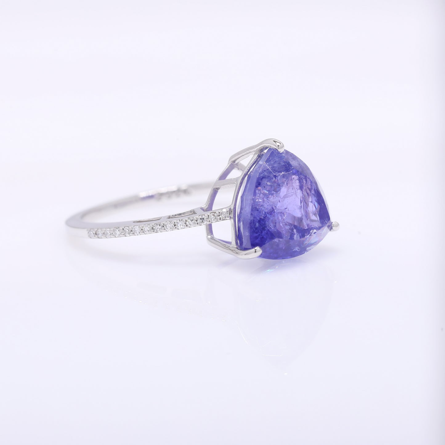 5.36 Ct Triangle Mixed Cut Natural Tanzanite 950 Platinum Ring