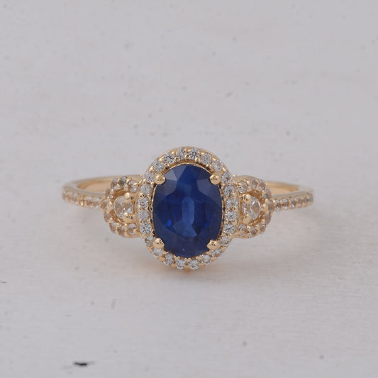 1.80 Ct Oval Sapphire 9K Gold Ring