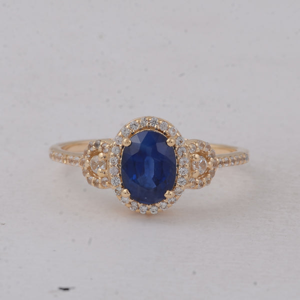 1.80 Ct Oval Sapphire 9K Gold Ring