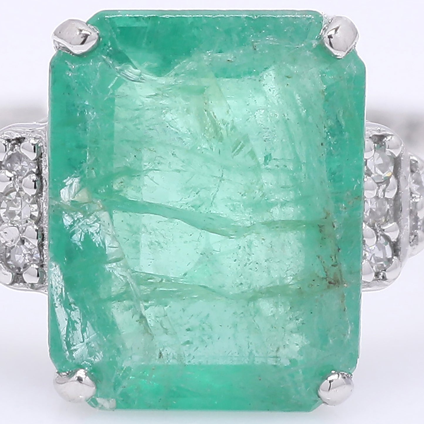 1.79 Ct Octagon Step Cut Natural Emerald 950 Platinum Ring