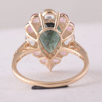 4.24 Ct Pear Tourmaline 9K Gold Ring