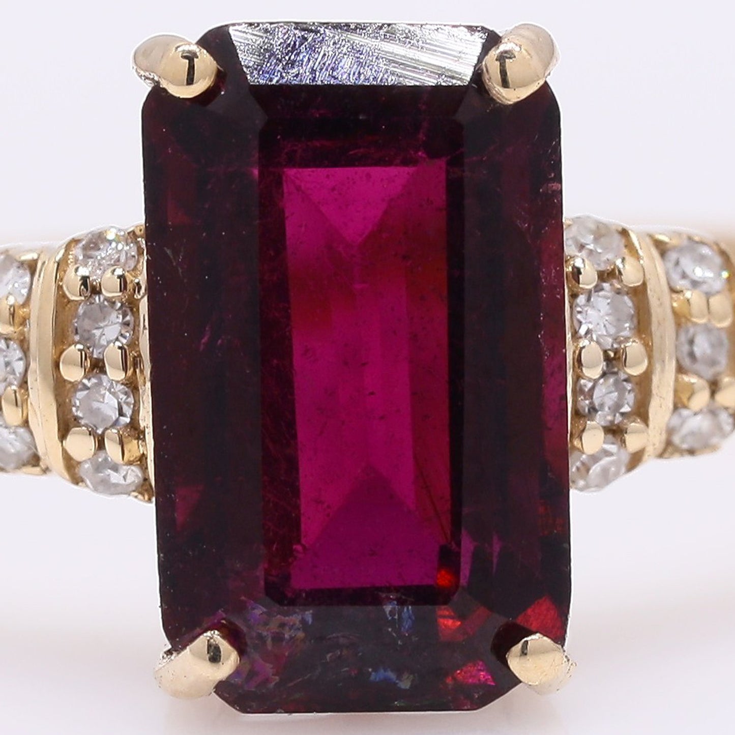 2.00 Ct Octagon Step Cut Natural Rubellite 14K Gold Ring