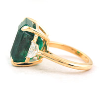 20.00 Ct Emerald Cut Natural Beryl Emerald 18K Gold Ring