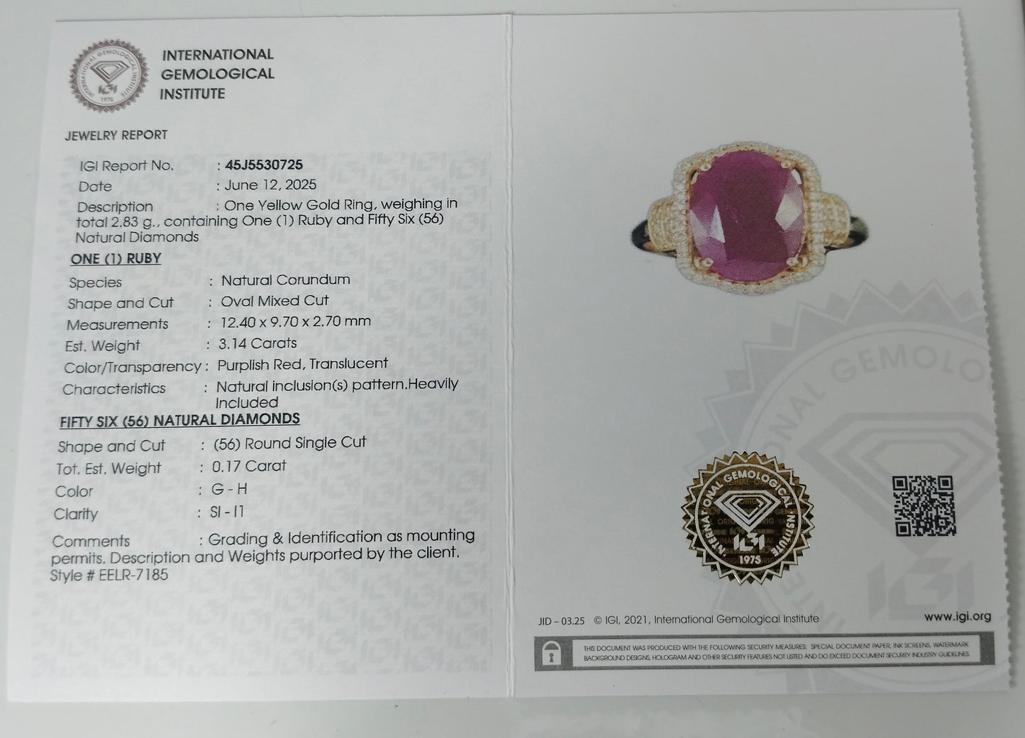 3.31 Ct Oval Mixed Cut Natural Corundum Ruby 14K Gold Ring