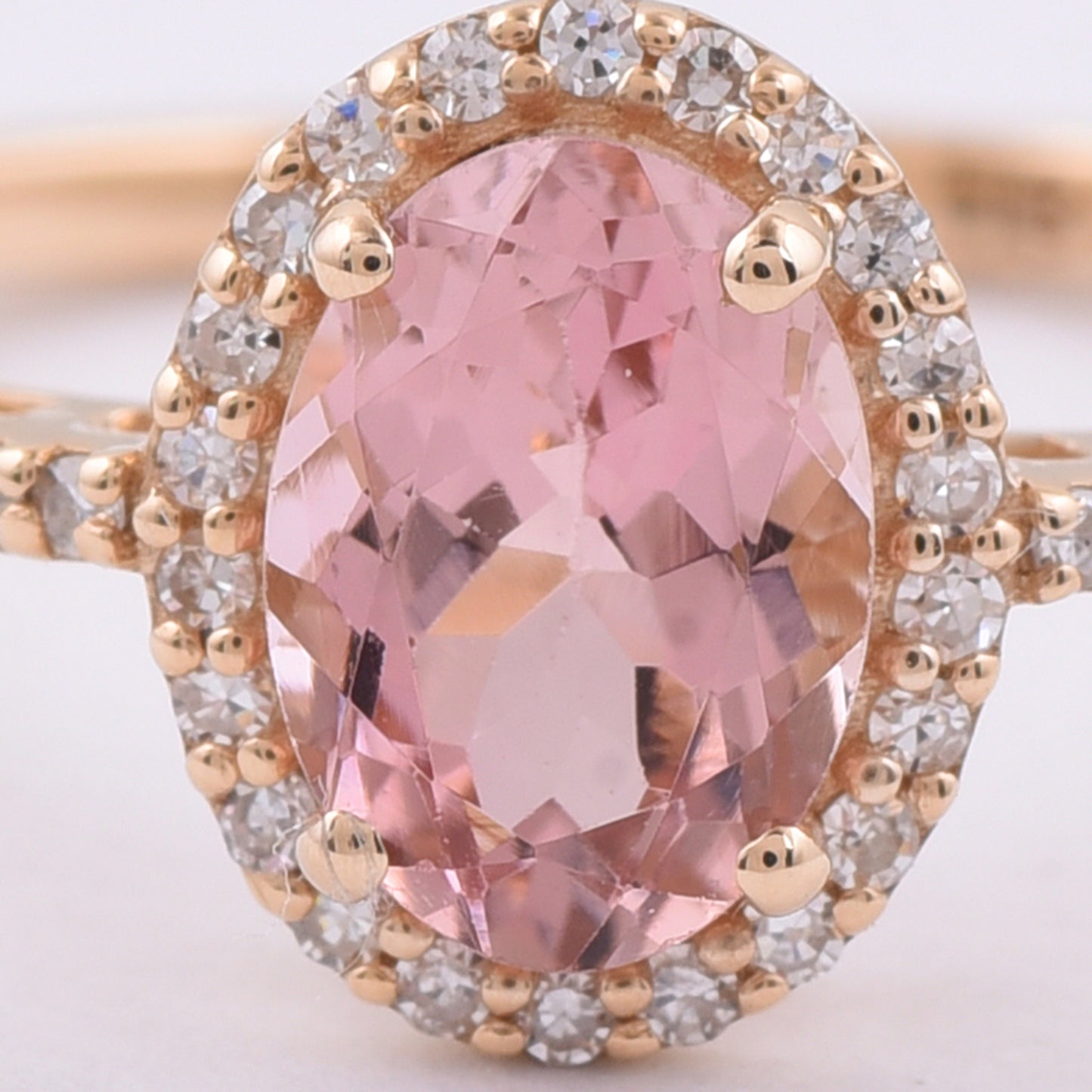 0.92 Ct Oval Natural Pink Tourmaline 14K Gold Ring