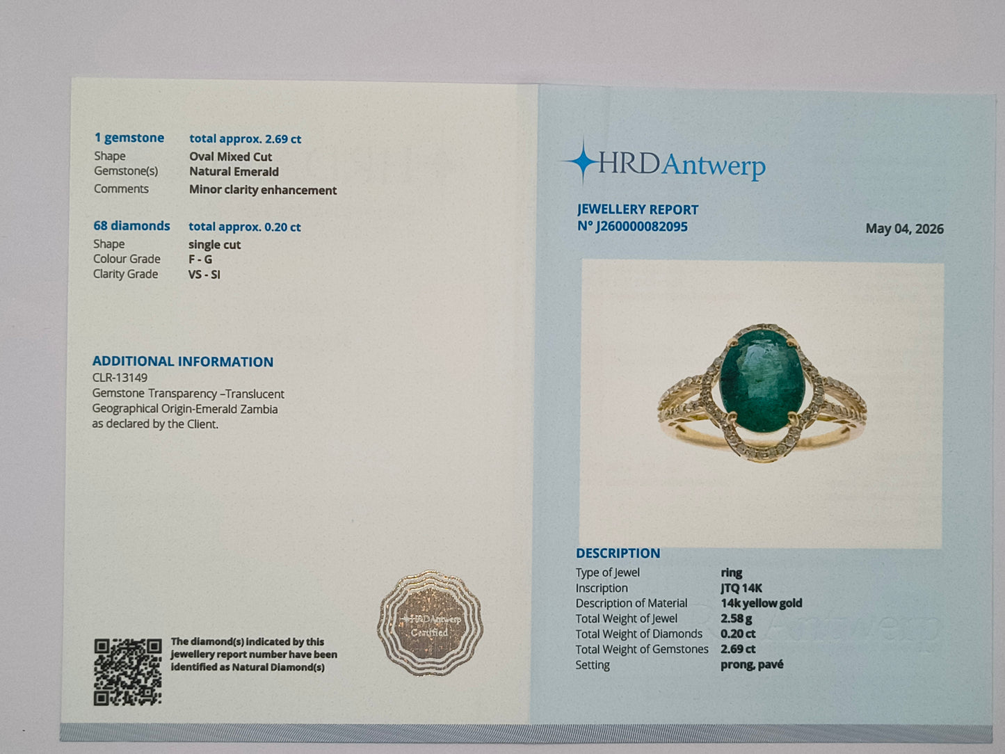 2.89 Ct Oval Mixed Cut Natural Emerald 14K Gold Ring