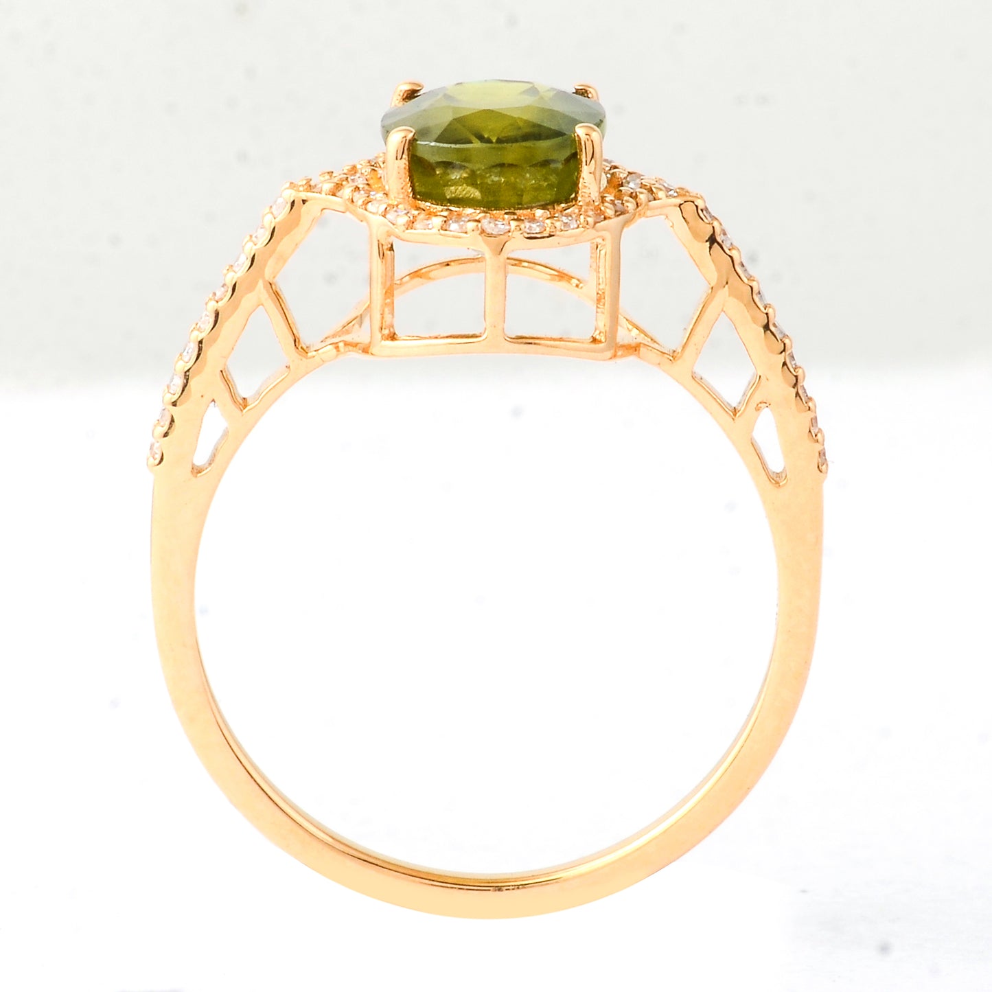 2.68 Ct Oval Mixed Cut Natural Green Sapphire 14K Gold Ring