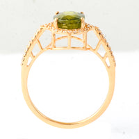 2.68 Ct Oval Mixed Cut Natural Green Sapphire 14K Gold Ring