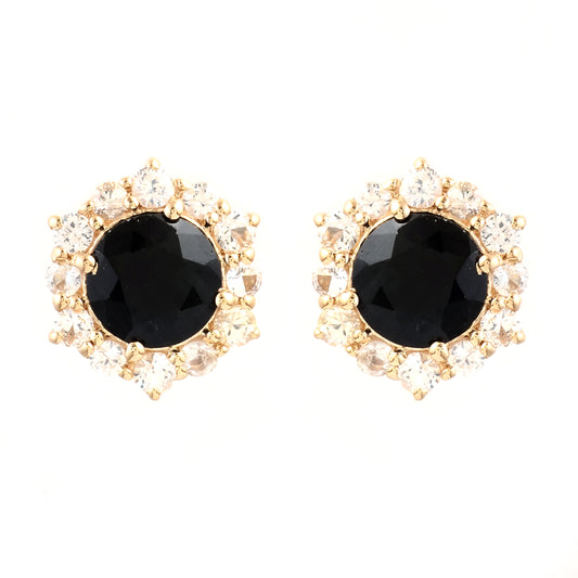 2.32 Ct Round Sapphire 14K Gold Earrings