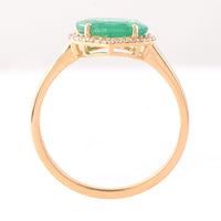1.49 Ct Oval Mixed Cut Natural Emerald 14K Gold Ring