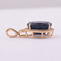 7.69 Ct Oval Mixed Cut Natural Sapphire 14K Gold Pendant