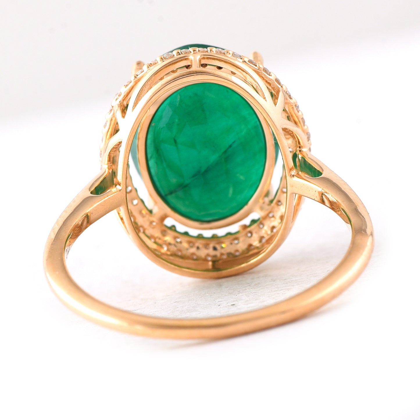 5.43 Ct Oval Mixed Cut Natural Emerald 14K Gold Ring