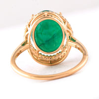 5.43 Ct Oval Mixed Cut Natural Emerald 14K Gold Ring