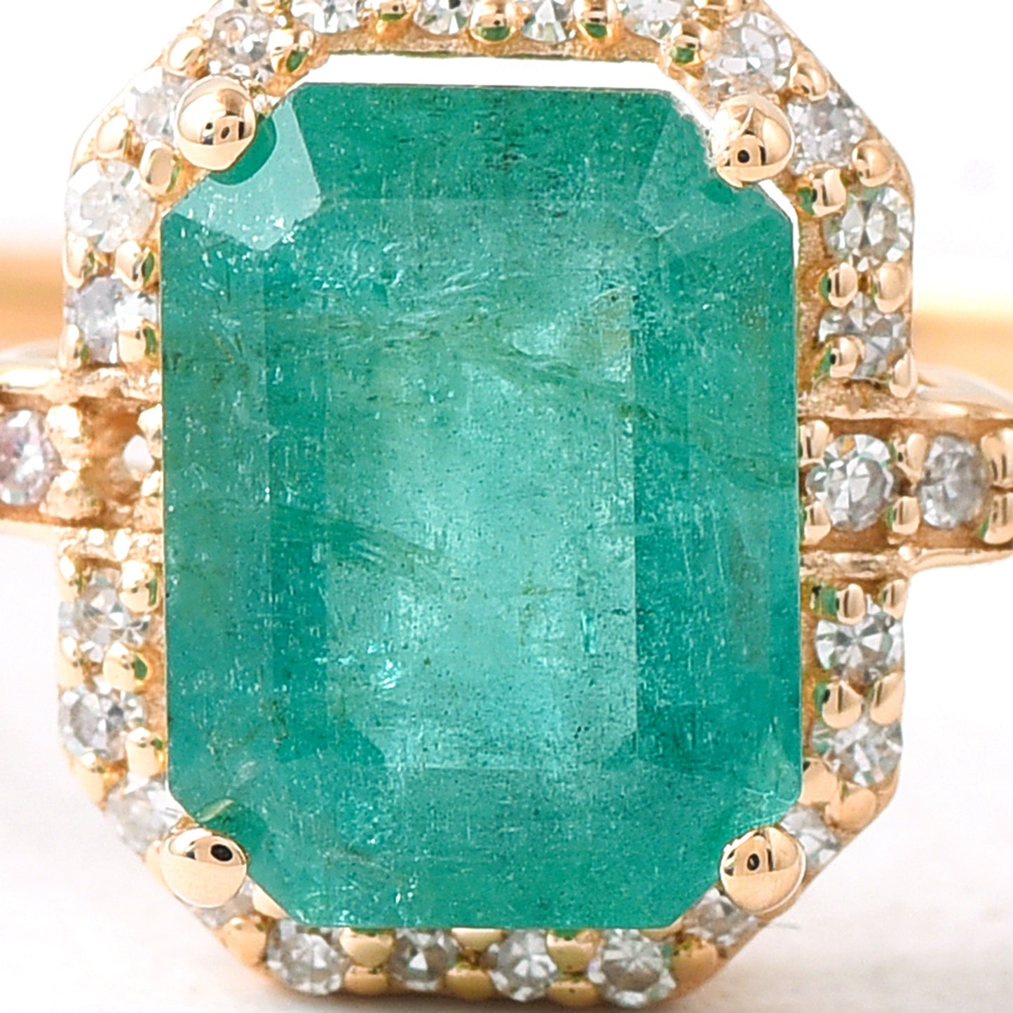 1.77 Ct Octagon Step Cut Natural Emerald 14K Gold Ring