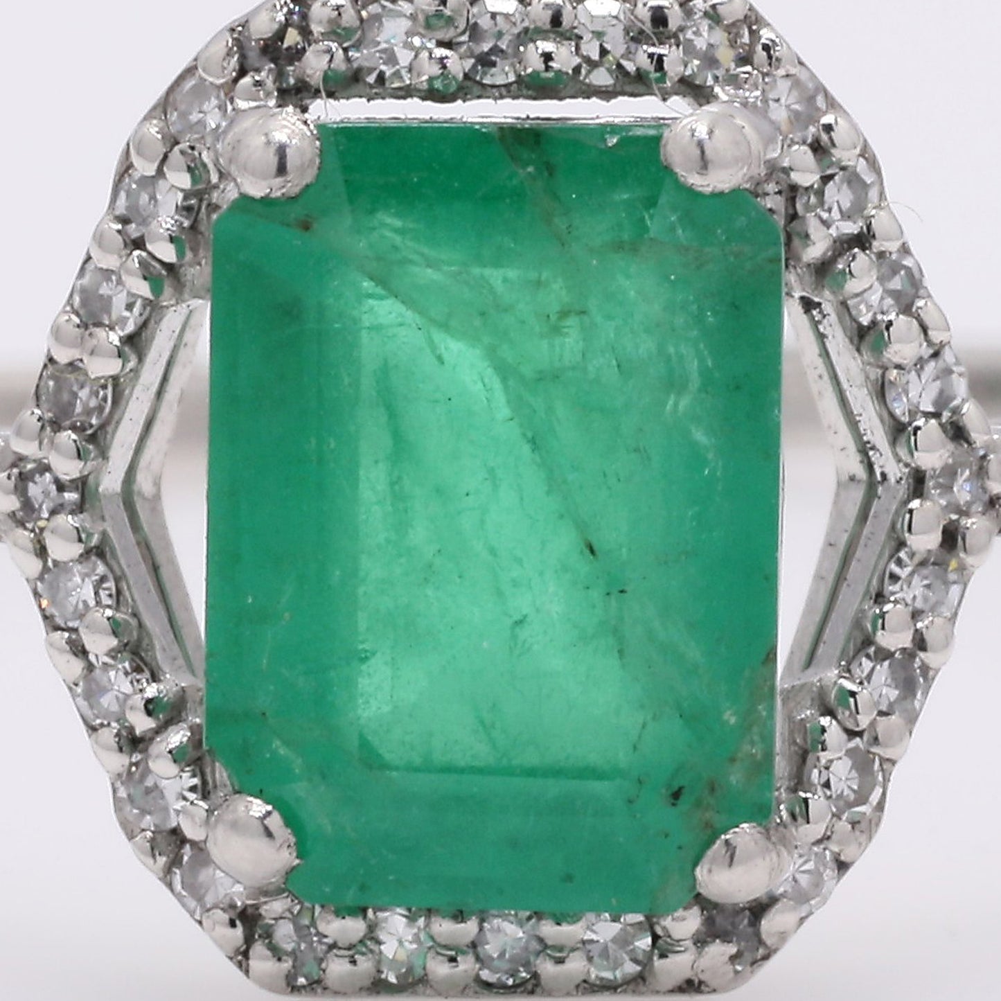 1.58 Ct Octagon Step Cut Natural Emerald 950 Platinum Ring