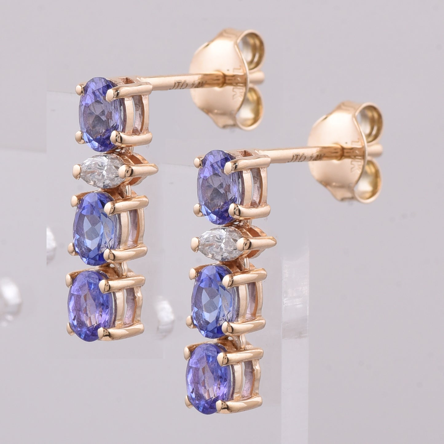 1.13 Ct Oval Natural Tanzanite 14K Gold Earrings