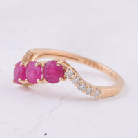 1.61 Ct Round Natural Ruby 14K Gold Ring