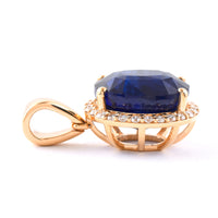 8.33 Ct Oval Blue Sapphire 18K Gold Pendant