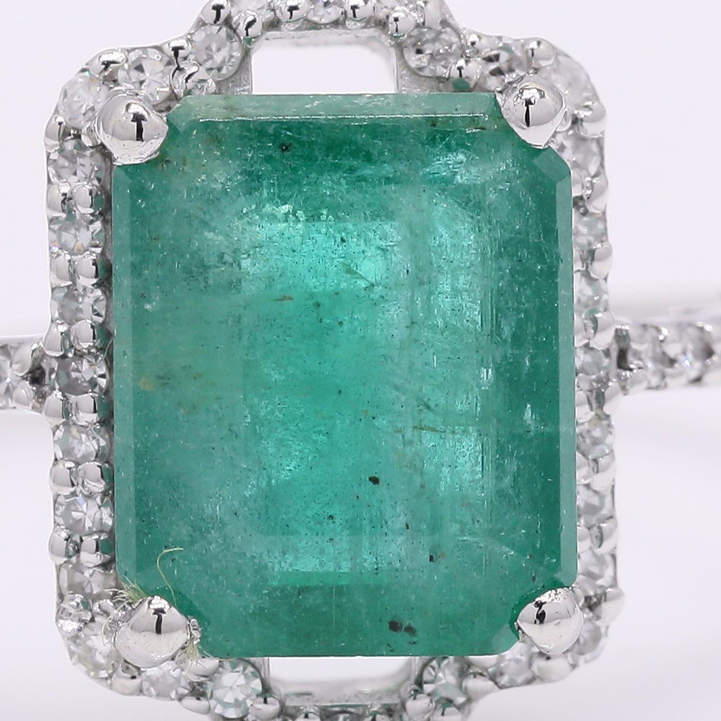 2.31 Ct Octagon Step Cut Natural Emerald 950 Platinum Ring