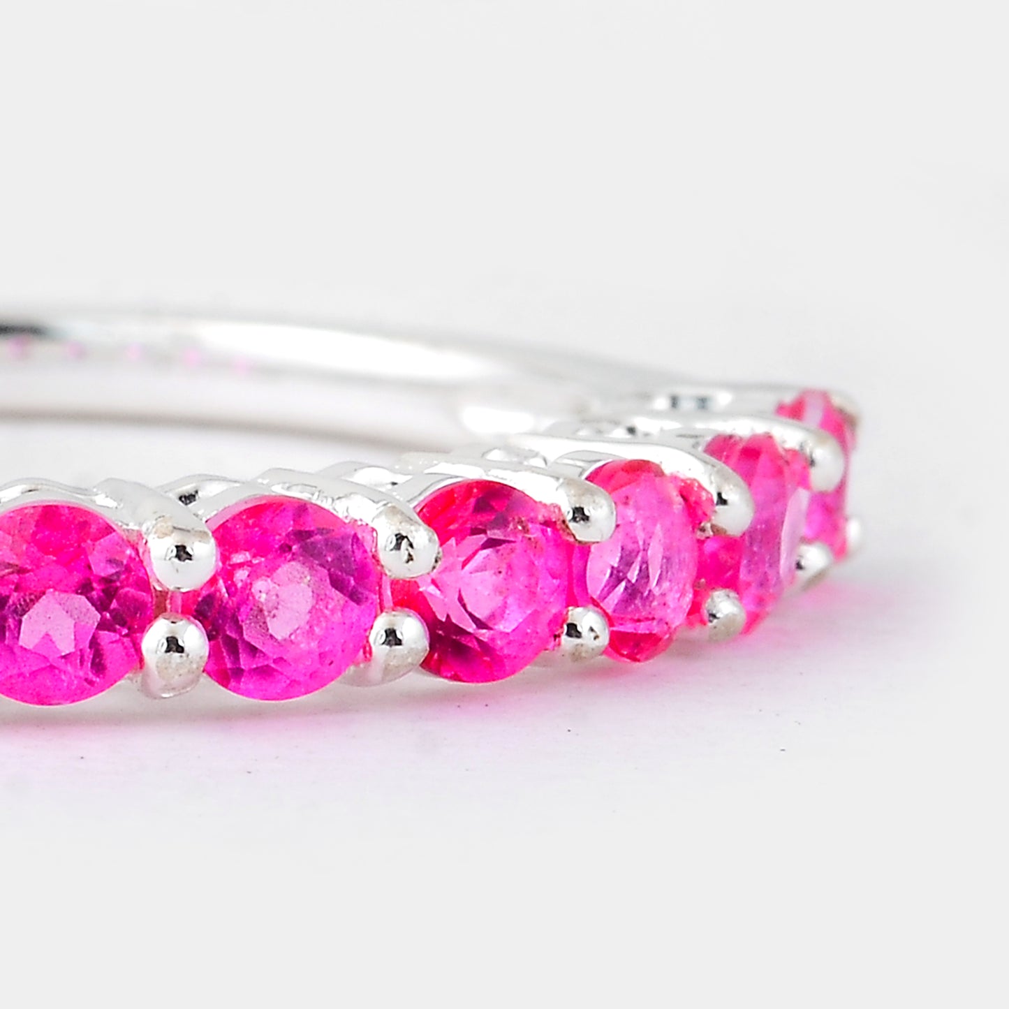 1.54 Ct Round Pink Topaz, 925 Sterling Silver Ring