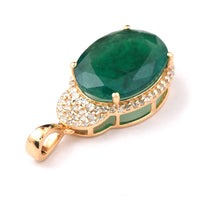 4.65 Ct Oval Mixed Cut Natural Emerald 14K Gold Pendant