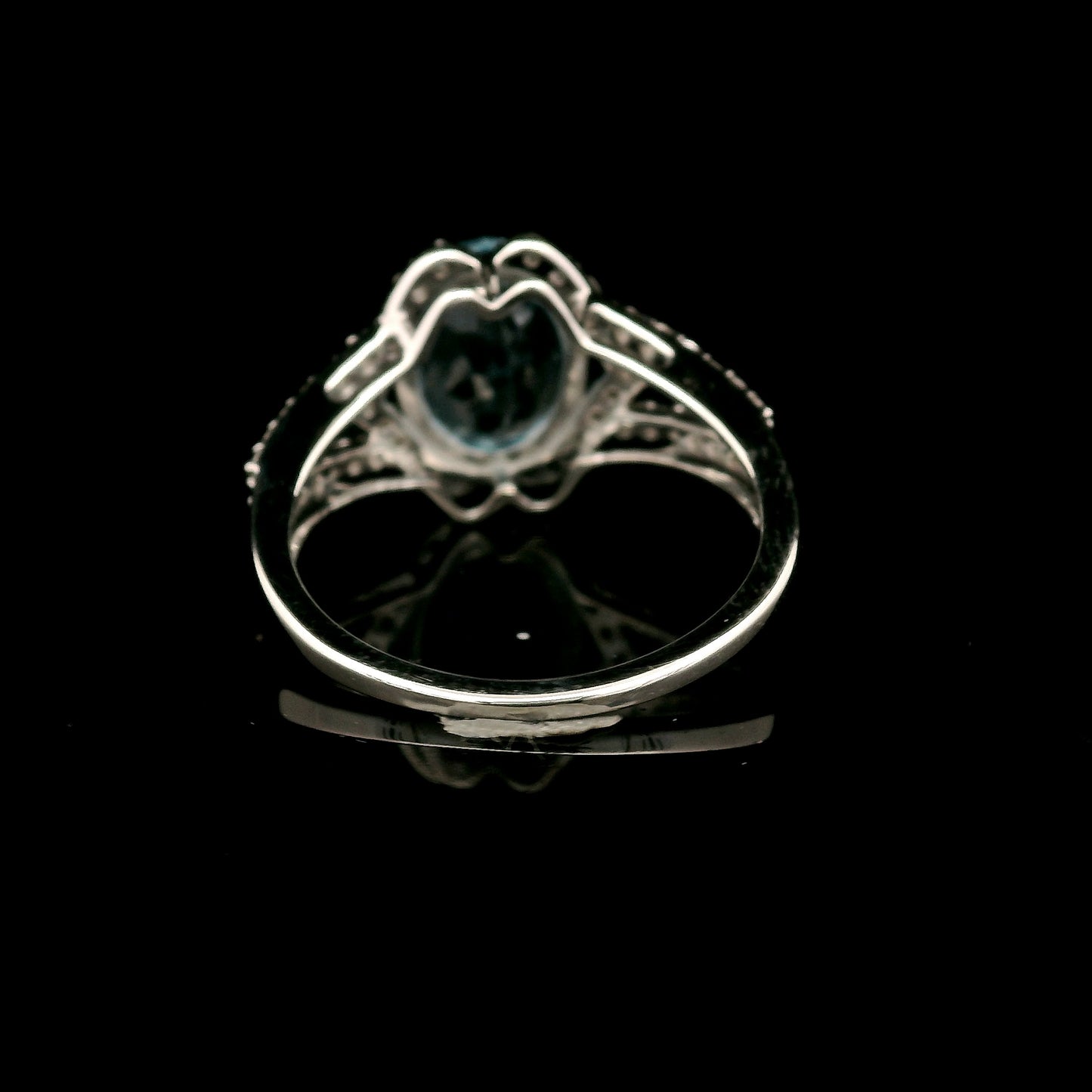 3.80 Ct Oval Blue Topaz, White Zircon 925 Sterling Silver Ring